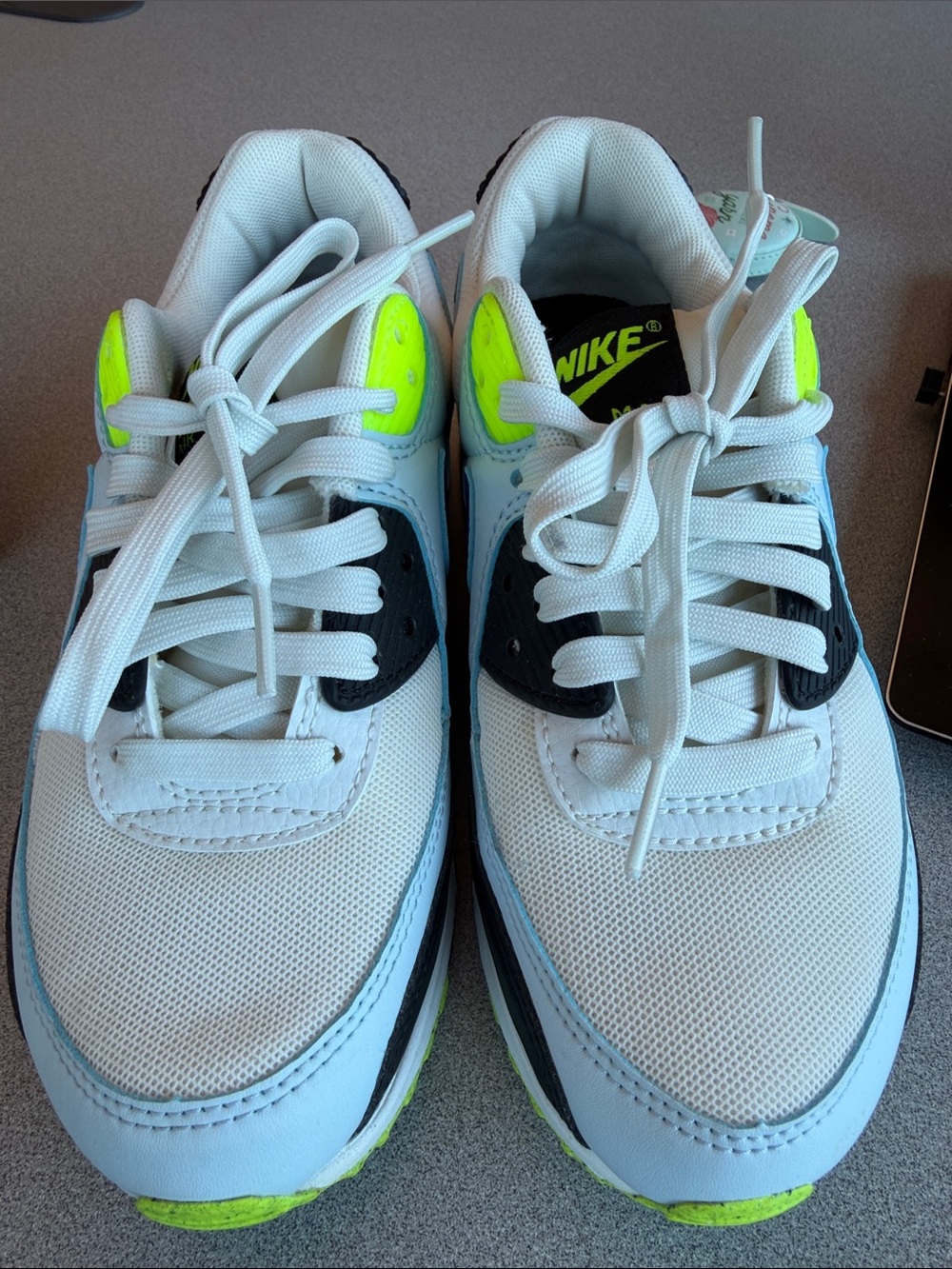 Nike Kids White Sneakers with Neon Green Accents